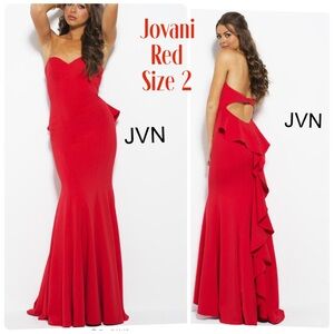 Jovani Red Backless Gown